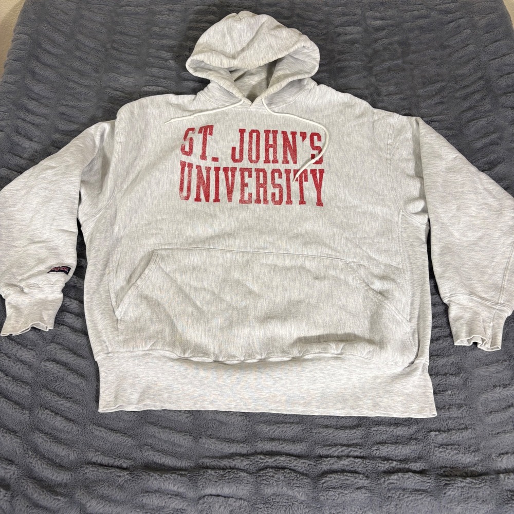 Vintage JanSport St. Johns University Hoodie Heather Gray XXL Pullover 90s USA